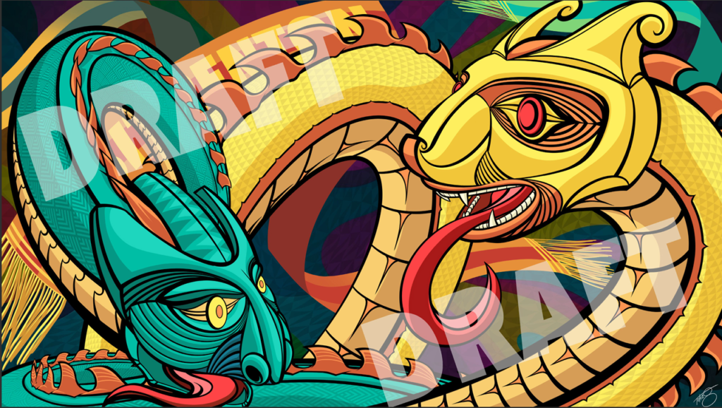 Toka Valu's art piece draft for the Legacy Square doors.